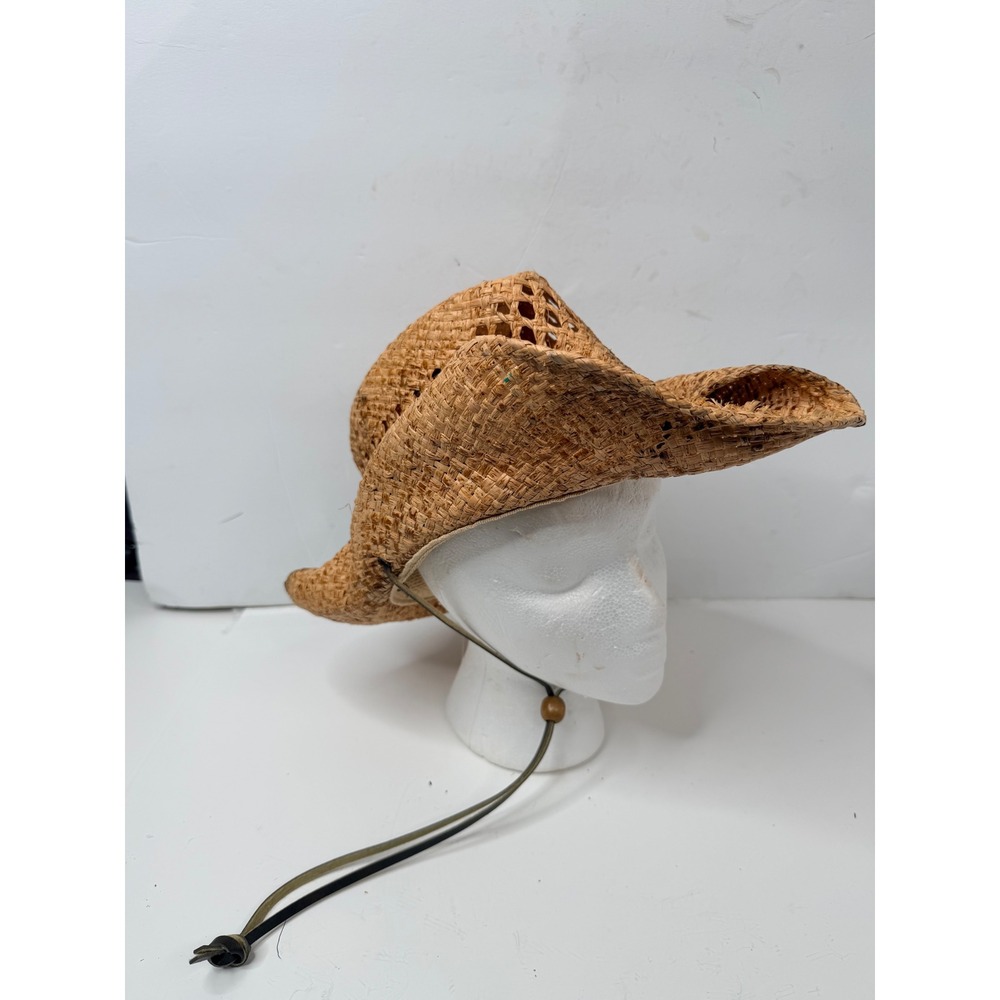 Run A Muck Straw Cowboy Hat L/XL Western Raffia Beach Sun Hat Chin Strap - Picture 11 of 14